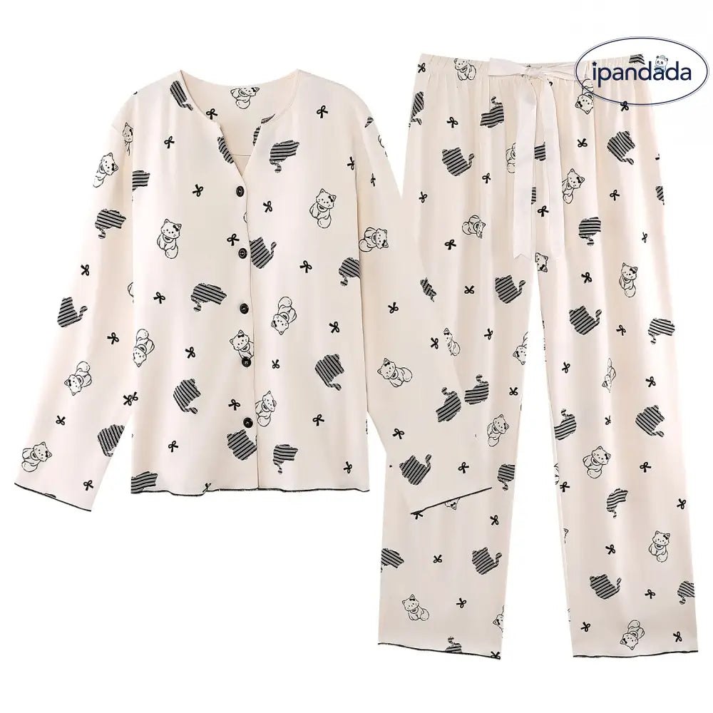 【全7タイプから選べる】 パジャマ レディース 長袖 春秋 薄手 カーディガン かわいい おしゃれ 部屋着 セット 二点セット 柔らかい 肌触り良好 プレゼント 女性 ID4401 レディース＞セットアップ