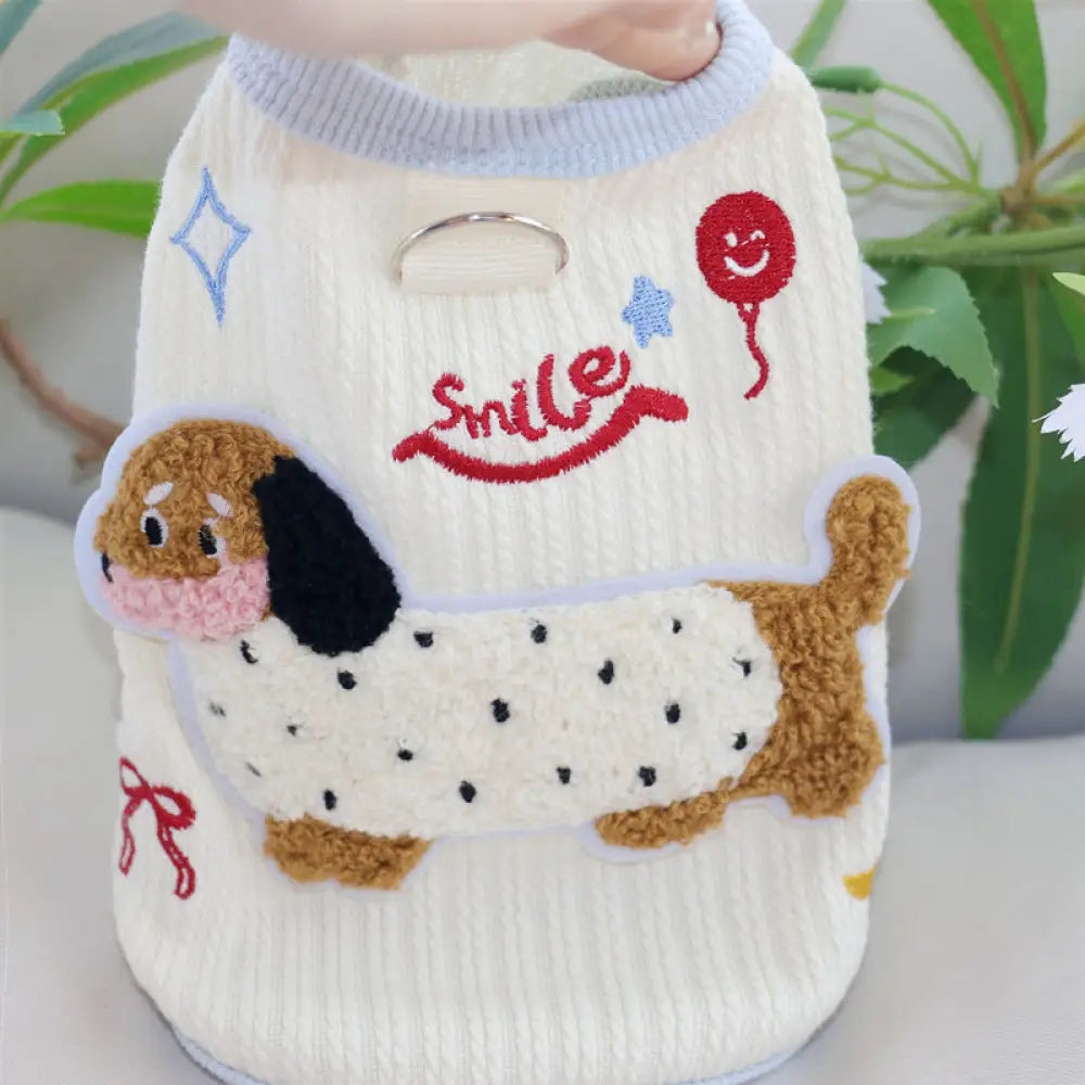 犬の服 春秋 新作 可愛い カラフル ダックスフンド ベスト 牽引リング付き テディ ベア ビション 小型犬の服 ID2623 ベージュ / XS