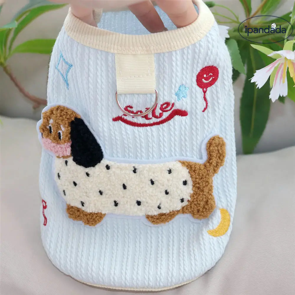 犬の服 春秋 新作 可愛い カラフル ダックスフンド ベスト 牽引リング付き テディ ベア ビション 小型犬の服 ID2623