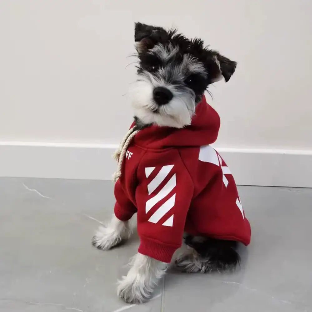 犬の服 ペット服 パーカー フード付き シュナウザー 着せやすい あったか シンプル レッド チワワ服 トイプードル服 おしゃれ かっこい 女の子 男の子 レッド / S ペット用品＞ウェア