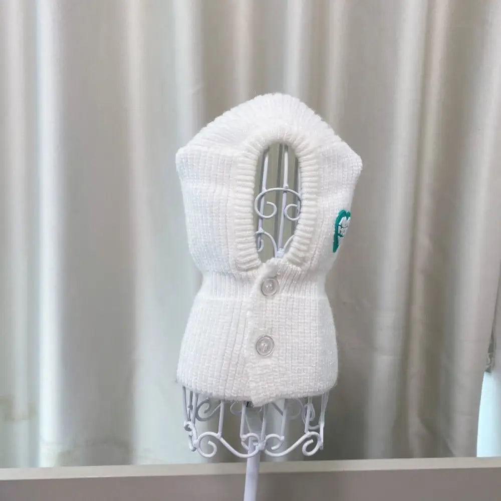 秋冬 新作 ペット 四脚 ニット 保温 セーター 犬 中小型 雪耐性 ビション ポメラニアン コーギー 帽子 ID2616 ホワイト / XS / ぼうし