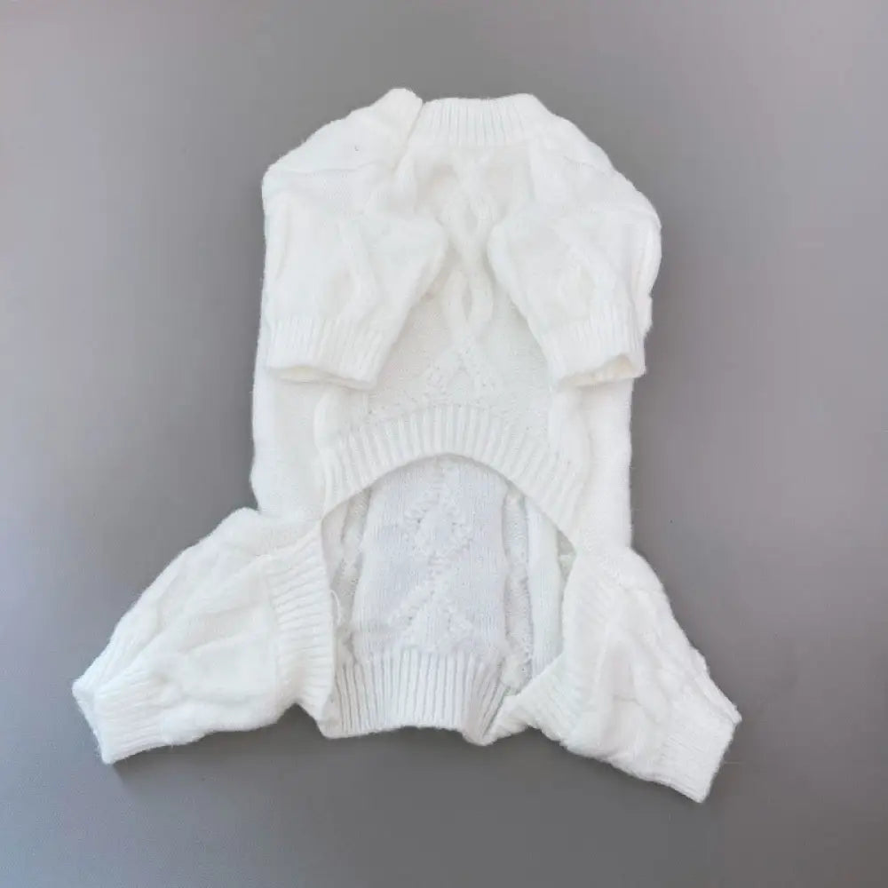 秋冬 新作 ペット 四脚 ニット 保温 セーター 犬 中小型 雪耐性 ビション ポメラニアン コーギー 帽子 ID2616 ホワイト / XS / ウェア