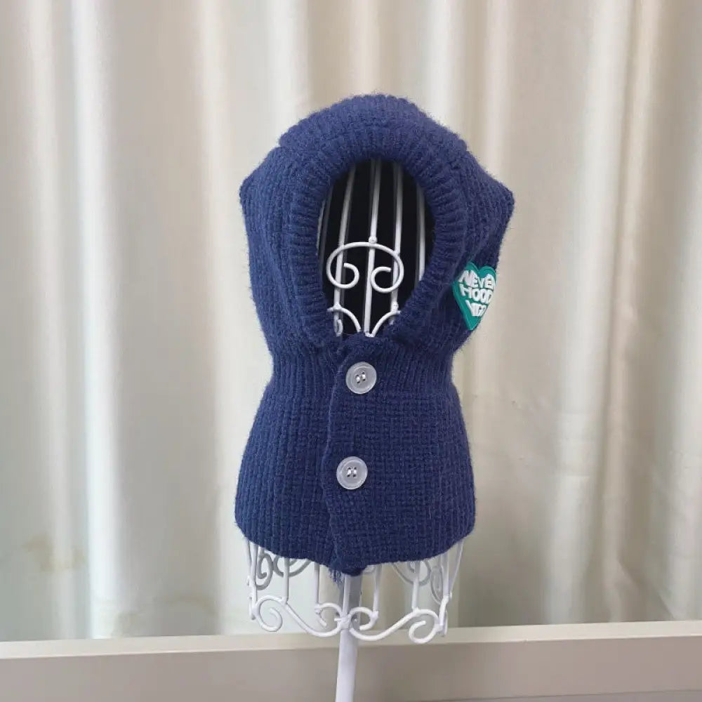 秋冬 新作 ペット 四脚 ニット 保温 セーター 犬 中小型 雪耐性 ビション ポメラニアン コーギー 帽子 ID2616 ネイビー / XS / ぼうし