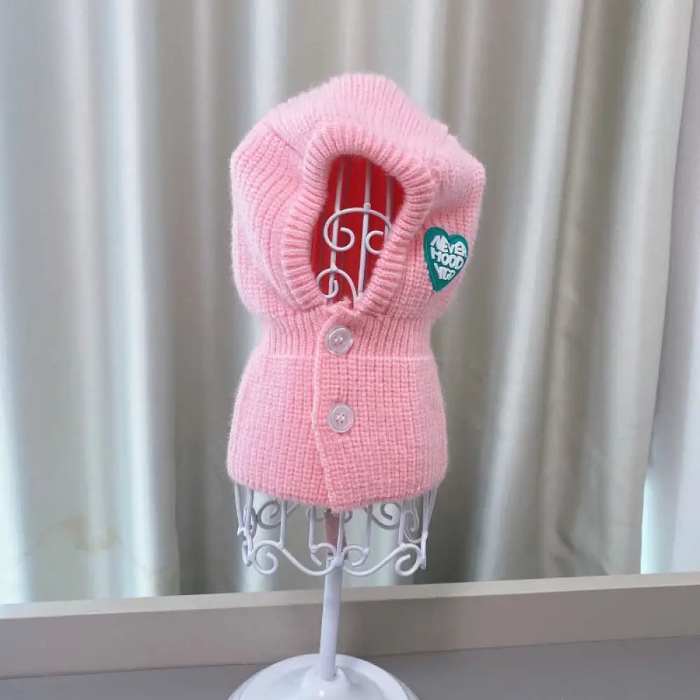 秋冬 新作 ペット 四脚 ニット 保温 セーター 犬 中小型 雪耐性 ビション ポメラニアン コーギー 帽子 ID2616 ピンク / XS / ぼうし