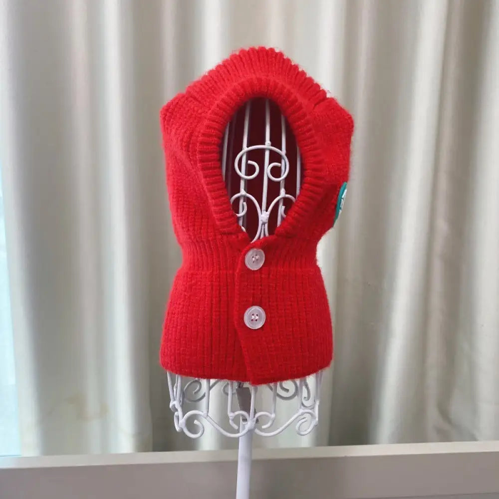 秋冬 新作 ペット 四脚 ニット 保温 セーター 犬 中小型 雪耐性 ビション ポメラニアン コーギー 帽子 ID2616 レッド / XS / ぼうし