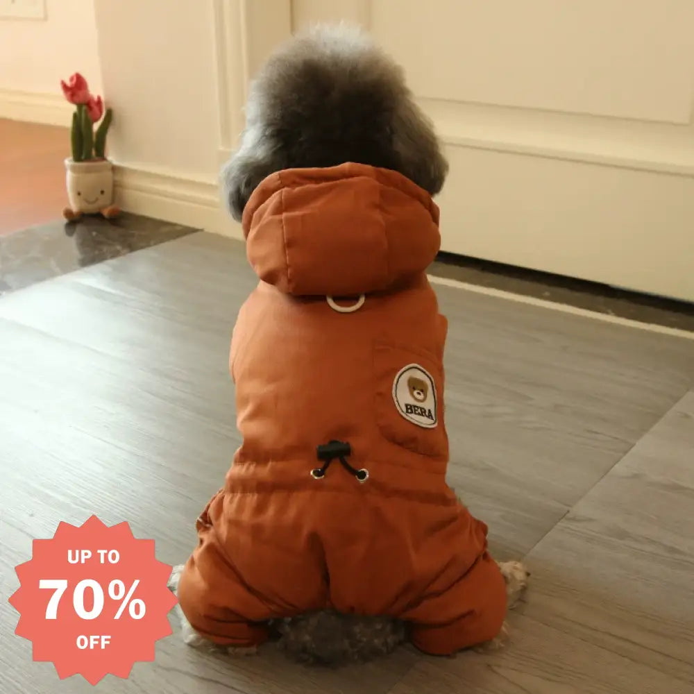 犬の服 冬用 保温 厚手 綿入り コート ビション・テディ用ペット服 秋冬用 ID3254 ブラウン / S