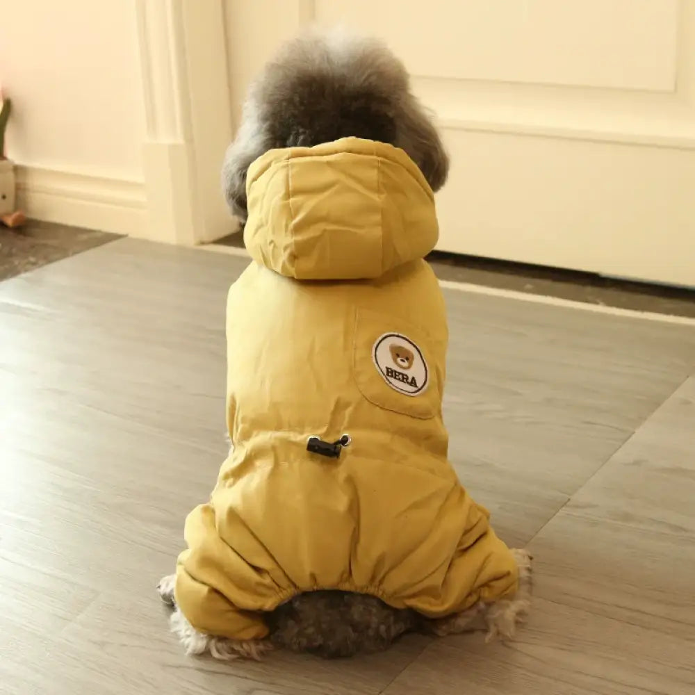 犬の服 冬用 保温 厚手 綿入り コート ビション・テディ用ペット服 秋冬用 ID3254 イエロー / S