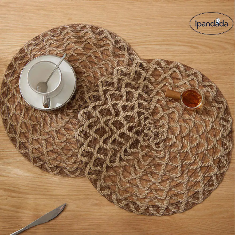 ID1304 ランチョンマット ジュート 手織り 和風 シンプル 丸型 耐熱 コースター おしゃれ SHEIN ナチュラル テーブルマット 無漂白 インテリア雑貨＞ファッション雑貨