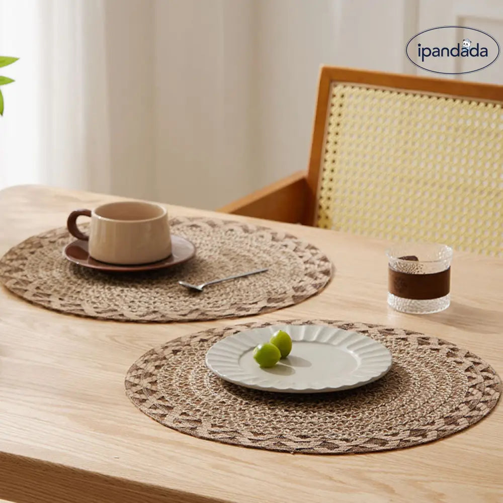 ID1304 ランチョンマット ジュート 手織り 和風 シンプル 丸型 耐熱 コースター おしゃれ SHEIN ナチュラル テーブルマット 無漂白 インテリア雑貨＞ファッション雑貨