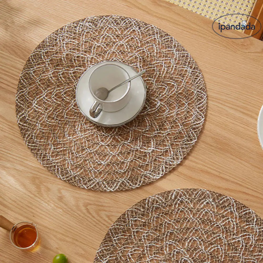 ID1304 ランチョンマット ジュート 手織り 和風 シンプル 丸型 耐熱 コースター おしゃれ SHEIN ナチュラル テーブルマット 無漂白 インテリア雑貨＞ファッション雑貨