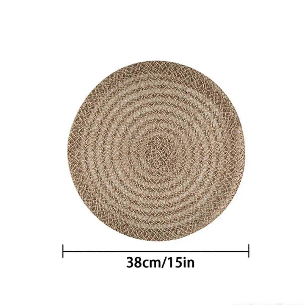 ID1304 ランチョンマット ジュート 手織り 和風 シンプル 丸型 耐熱 コースター おしゃれ SHEIN ナチュラル テーブルマット 無漂白 ライトコーヒー（ベーシックモデル） インテリア雑貨＞ファッション雑貨