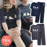 ID536 レディース ホッキョクグマ モダール パジャマ 春夏 半袖 長ズボン ゆったり シンプル かわいい 涼感 柔らかい 快適 ストレッチ マルチサイズ 2色展開 レディース＞セットアップ
