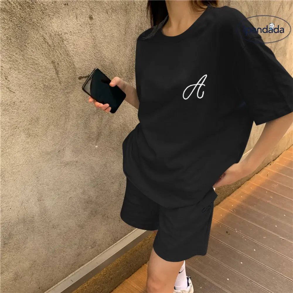 ID1600 レディース カジュアル スポーツセット 夏用 韓国風 INS トレンド 学生 薄手 ゆったり ショートパンツ 半袖 ファッション 2点セット