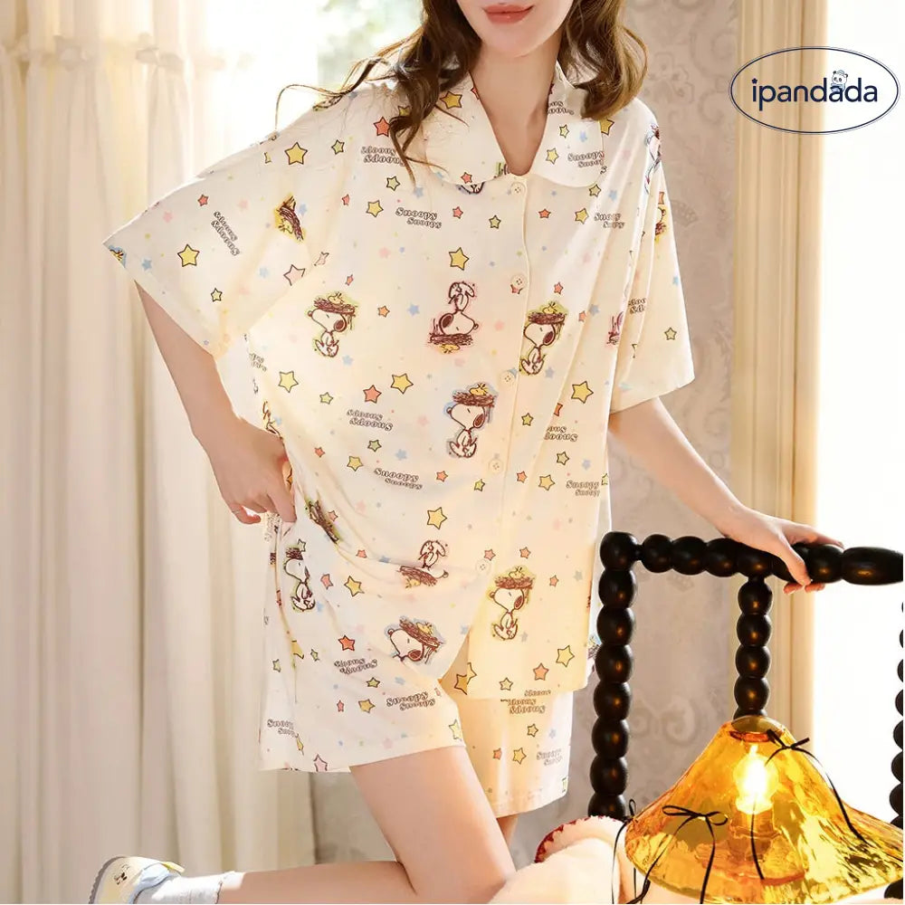 レディース コットン パジャマ セット カートゥーン キュート ルームウェア 夏用 ID4775