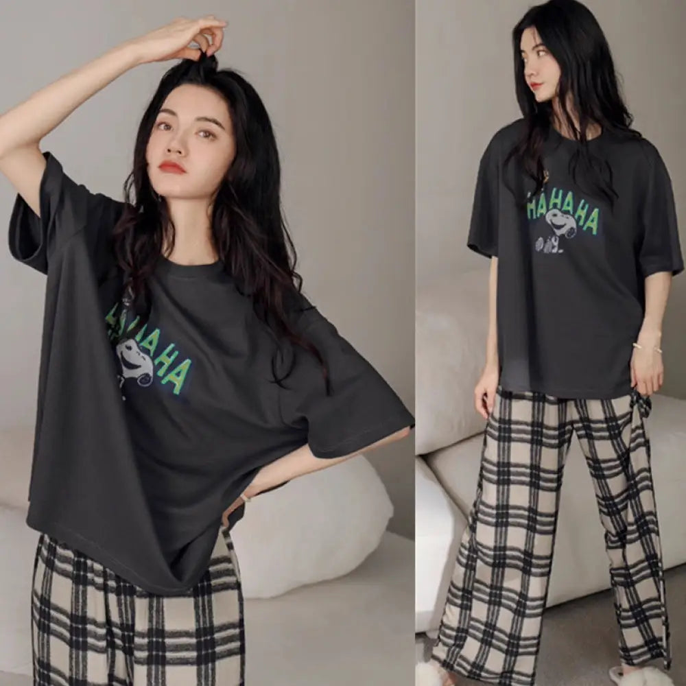 レディース パジャマ 短袖 長ズボン セットアップ 寝間着 ロングパンツ セットアップ リラックスウェア かわいい スヌーピー デザイン ルームウェア ID4382 タイプ③ / M レディース＞セットアップ