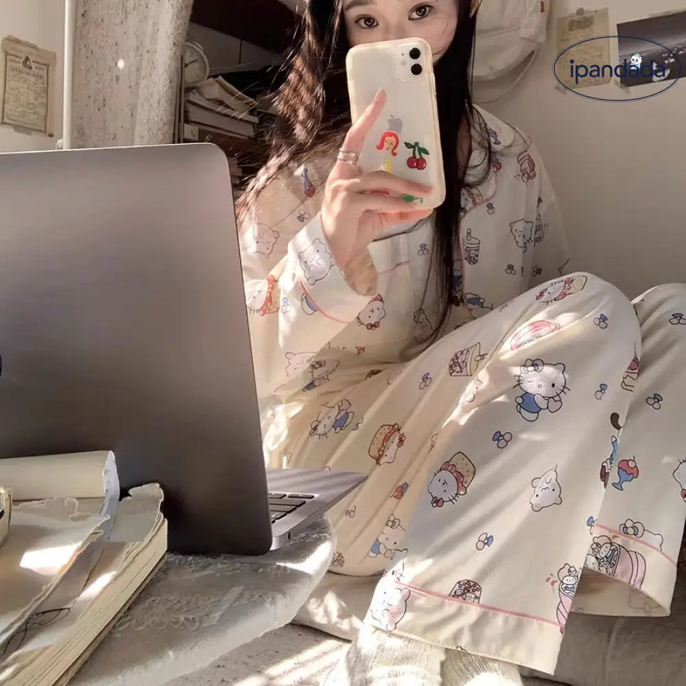 レディース パジャマ 春秋 新作 長袖 長ズボン 女性 コットン 可愛い カジュアル ルームウェア セットアップ 大人 かわいい おしゃれ ID4552 レディース＞セットアップ