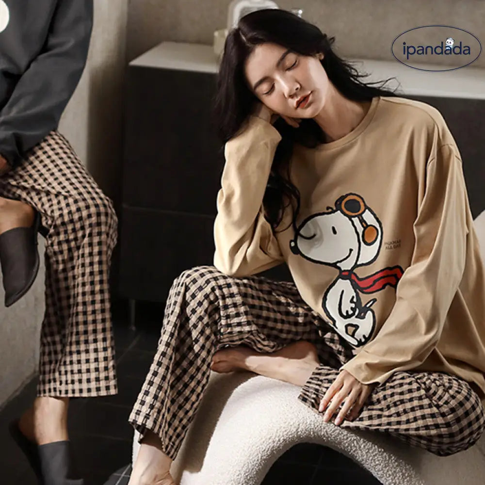 レディース パジャマ 春秋用 部屋着 長袖 薄手 新作 スヌーピー ゆったり 大きいサイズ ルームウェア セット 通気性 吸汗性 快適 ID4457 レディース＞セットアップ