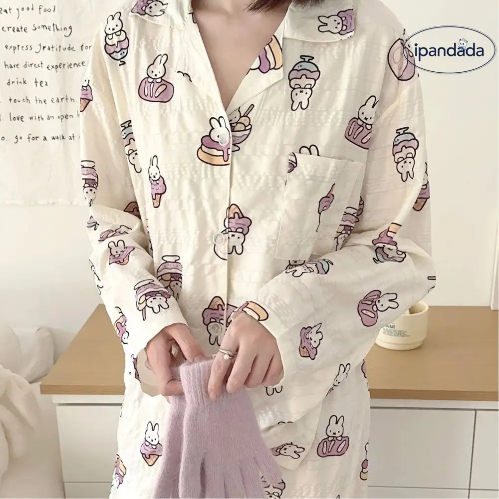 レディース パジャマ 春秋用 可愛い 上下セット 2点セット ゆったり 長袖 カートゥーン 可愛い 大きいサイズ ルームウェア ID4437 レディース＞セットアップ