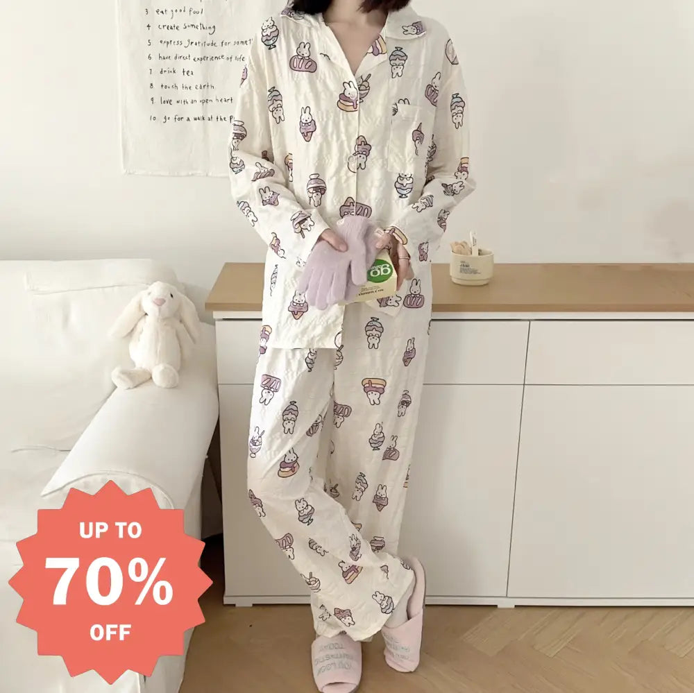 レディース パジャマ 春秋用 可愛い 上下セット 2点セット ゆったり 長袖 カートゥーン 可愛い 大きいサイズ ルームウェア ID4437 写真通り / M レディース＞セットアップ