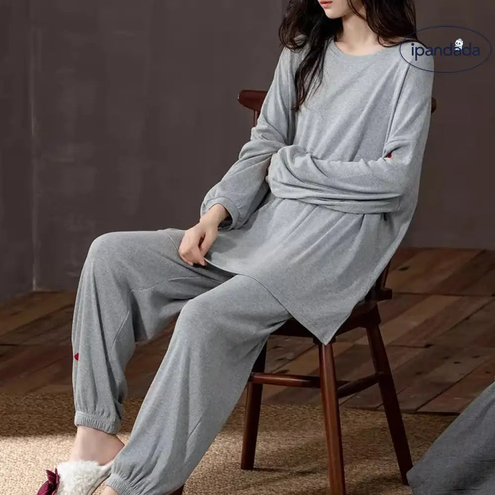 レディース パジャマ 春秋 長袖 コットン 薄手 ルームウェア シンプル ファッション 韓国風 ゆったり セットアップ ID4547 レディース＞セットアップ