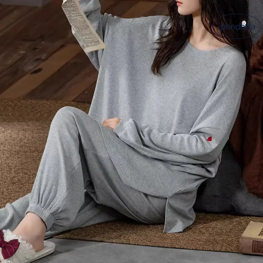 レディース パジャマ 春秋 長袖 コットン 薄手 ルームウェア シンプル ファッション 韓国風 ゆったり セットアップ ID4547 レディース＞セットアップ