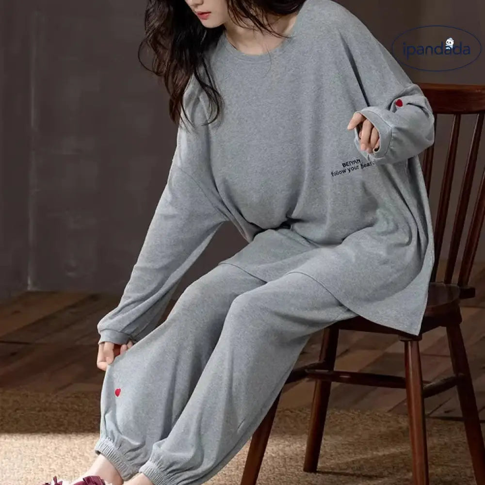 レディース パジャマ 春秋 長袖 コットン 薄手 ルームウェア シンプル ファッション 韓国風 ゆったり セットアップ ID4547 レディース＞セットアップ