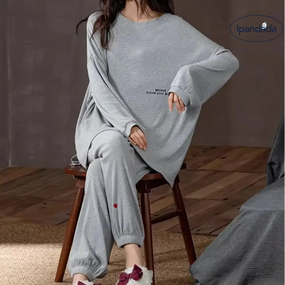 レディース パジャマ 春秋 長袖 コットン 薄手 ルームウェア シンプル ファッション 韓国風 ゆったり セットアップ ID4547 レディース＞セットアップ