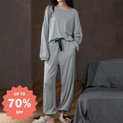 レディース パジャマ 春秋 長袖 コットン 薄手 ルームウェア シンプル ファッション 韓国風 ゆったり セットアップ ID4547 グレー / M レディース＞セットアップ