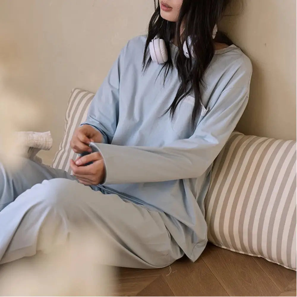 レディース パジャマ 春夏 新作 長袖 ロングパンツ 肌に優しい カジュアル シンプル ポケット付き ルームウェア ID4734