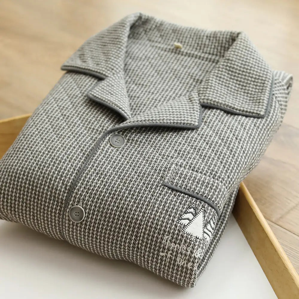 レディース パジャマ 冬用 コットン インサート 厚手 保温 シンプル ゆったり ルームウェア カップルセット カップル クリスマス ギフト ID3156 男性用 グレー / M コーディネート＞ペアルック