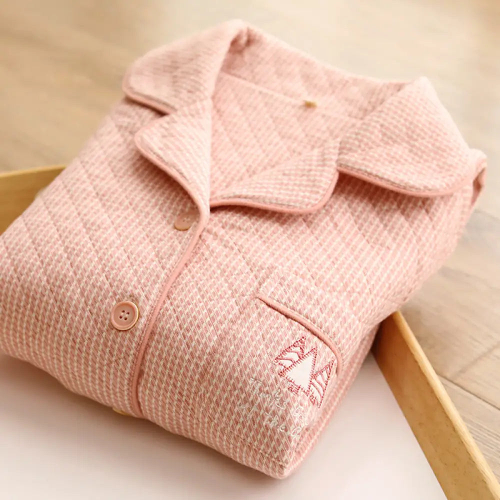 レディース パジャマ 冬用 コットン インサート 厚手 保温 シンプル ゆったり ルームウェア カップルセット カップル クリスマス ギフト ID3156 女性用 ピンク / M コーディネート＞ペアルック