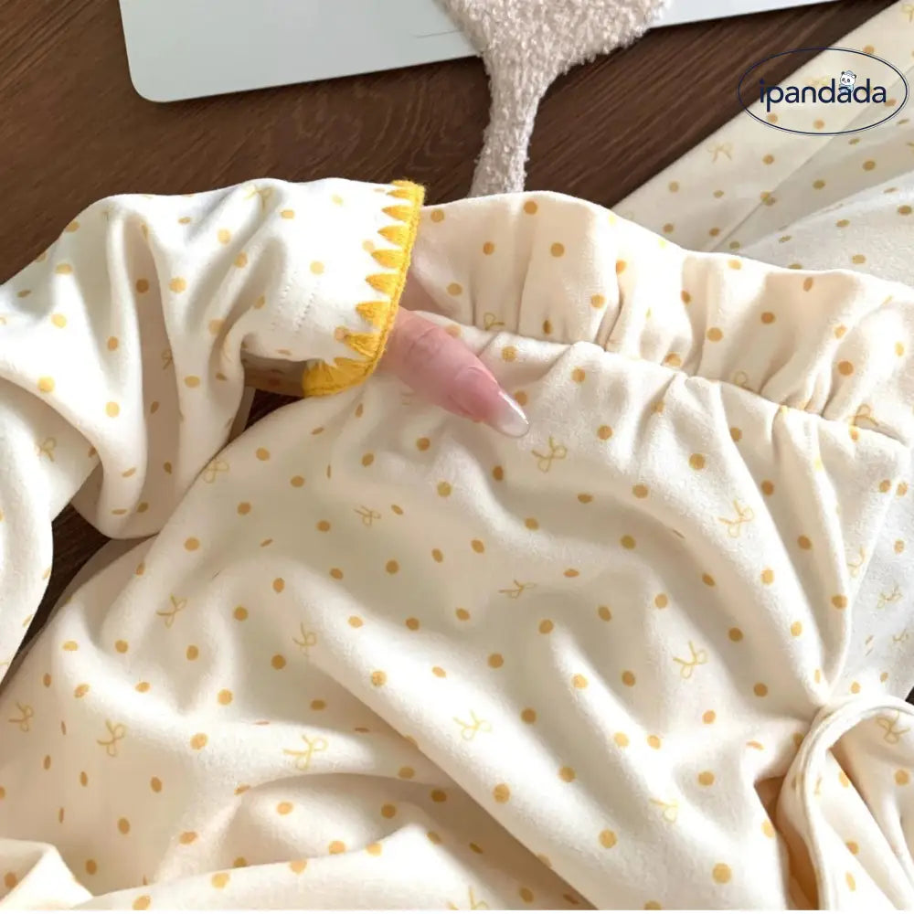 レディース パジャマ 長袖 セット 韓国風 ドット ルームウェア 高級感 可愛い ID4405