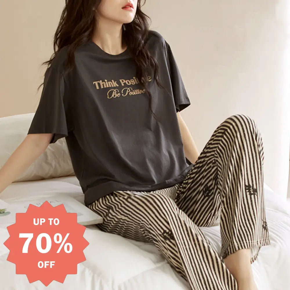 レディース パジャマ ルームウェア 夏 綿 半袖 長ズボン セット 女性 女性用 新作 パッド付き 夏用 カジュアル 部屋着 セットアップ ID4618 写真通り / M レディース＞セットアップ