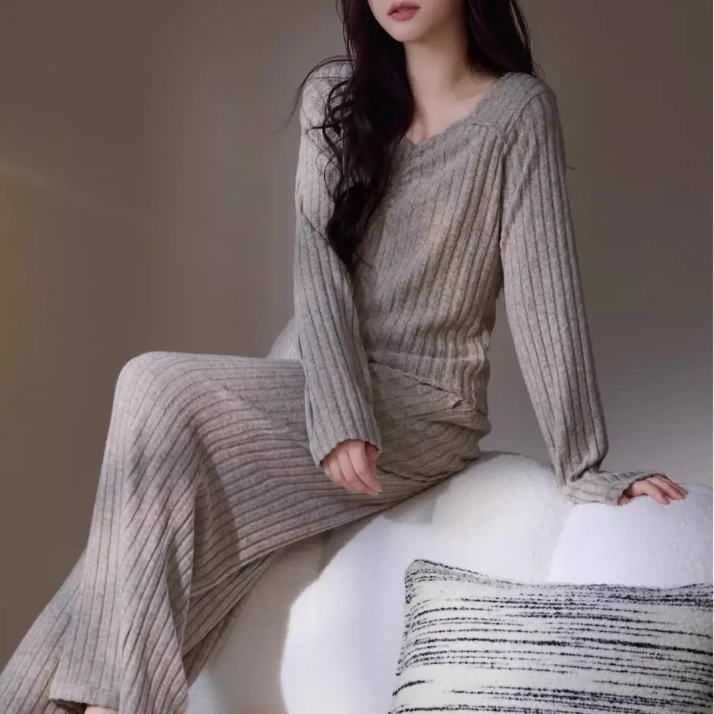 レディース パジャマ セット 2点セット ゆったり 春秋用 長袖 シンプル 韓国風 ルームウェア ワイドフィット セットアップ ID4511 タイプ③ / M レディース＞セットアップ