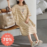 レディース パジャマ 胸パッド付き コットン 夏用 ナイトガウン リラックス ワンピース 部屋着 寝巻き 可愛い ミディ丈 ルームウェア ID4562 レディース＞ワンピース