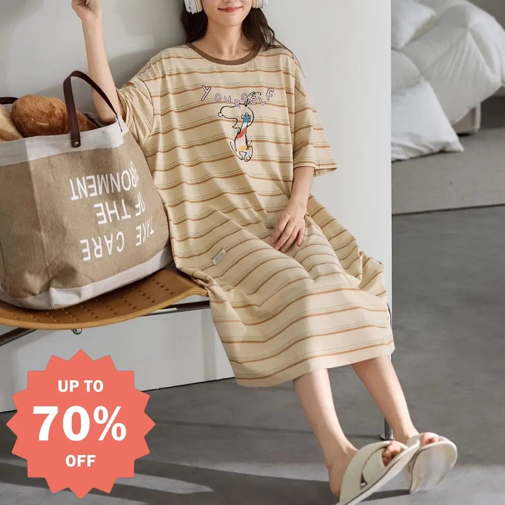 レディース パジャマ 胸パッド付き コットン 夏用 ナイトガウン リラックス ワンピース 部屋着 寝巻き 可愛い ミディ丈 ルームウェア ID4562 レディース＞ワンピース