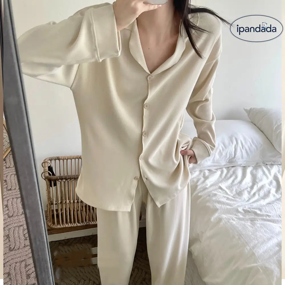 レディース レース プルオーバー 秋 長袖 クラウドコットン かわいい 無地 ガールズ ルームウェア 2点セット ID1859 ベージュ / M レディース>セットアップ