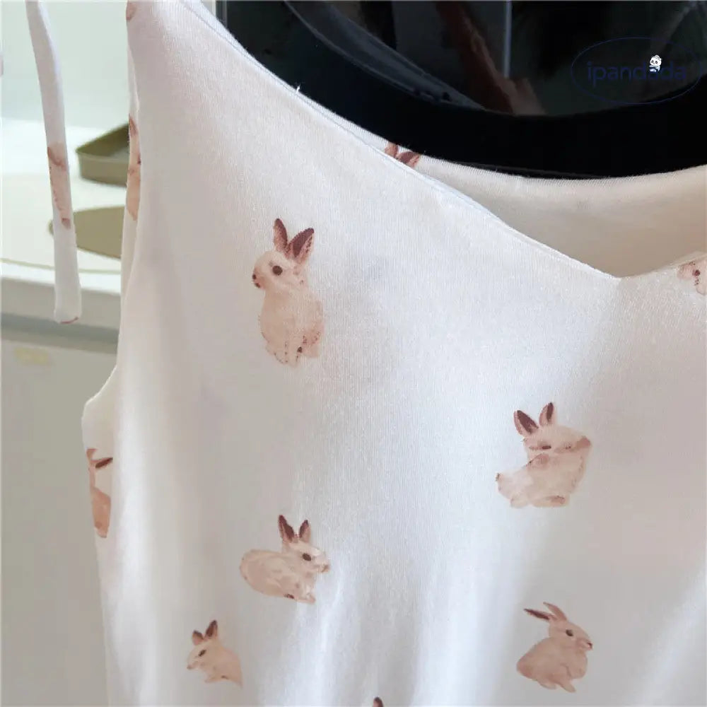 ID633 レディース 日系 うさぎ パジャマ アイスクリーム モダール 夏用 サロペット ショートパンツ セット パッド内蔵 甘い レディース＞セットアップ