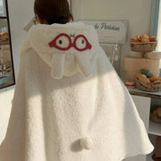 レディース ショール 外掛け フリース 二重 保温 ケープ 可愛い うさぎ 厚手 オフィス ブランケット ID2869