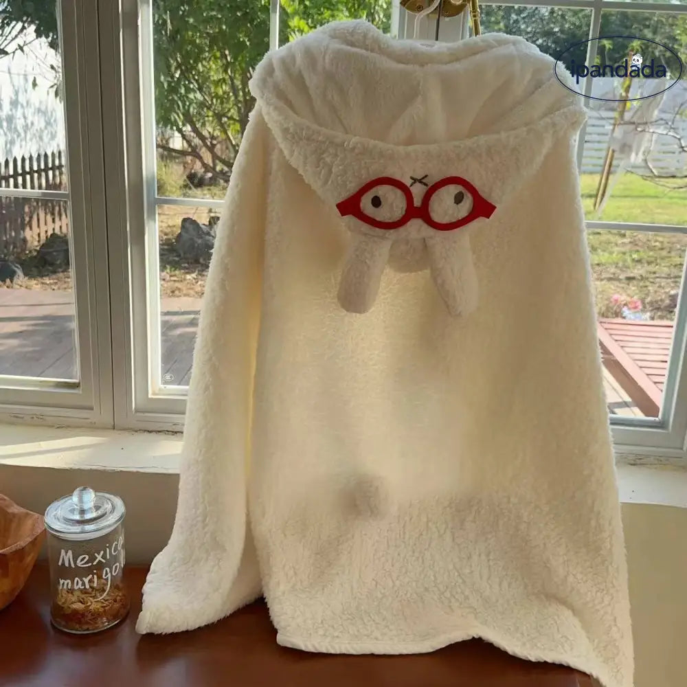レディース ショール 外掛け フリース 二重 保温 ケープ 可愛い うさぎ 厚手 オフィス ブランケット ID2869