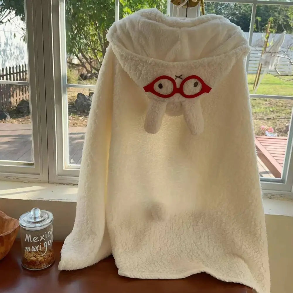 レディース ショール 外掛け フリース 二重 保温 ケープ 可愛い うさぎ 厚手 オフィス ブランケット ID2869 タイプ② / 120*120cm