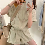 ID1118 レディース スポーツセット 夏用 薄手 涼感 吸汗速乾 お出かけ対応 ゆったりシルエット 紫外線対策 通気性 カーキ / M 外出着＞アウター