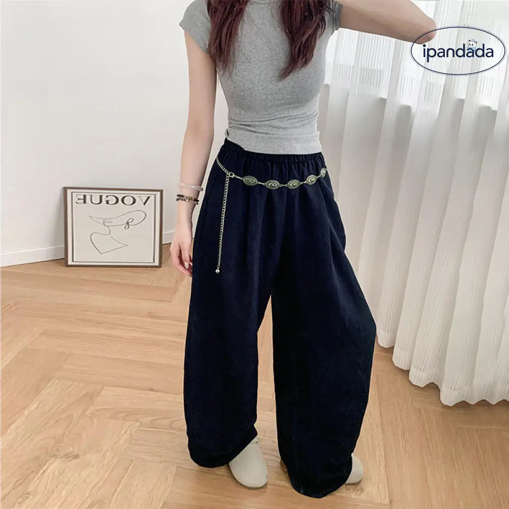 ID1329 【天麻混】レディース ワイドパンツ 夏用 薄手 ハイウエスト ゆったり 垂れ感抜群 リラックス 通気性 洗濯機OK おしゃれ