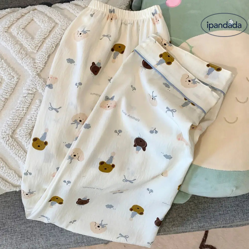 ID1434 レディース 夏 くま柄 パジャマ 3点セット 半袖 ショートパンツ ヘアバンド付 もふもふ肌触り 薄手 お出かけOK コンビニ対応 おうちコーデ ギフト対応 かわいい