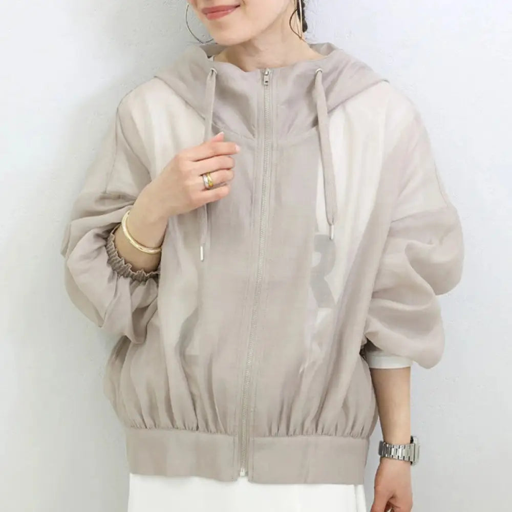 ID1416 レディース 夏 ペティート専用 日焼け止めカーディガン 5色展開 シンプルデザイン 超薄手 UVカット ゆったり ロングリブ おしゃれ羽織り 冷房対策 軽やか素材 すっきりシルエット カーキ / M 外出着>アウター