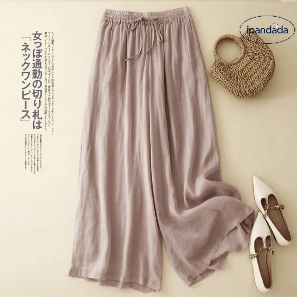 ID1204 レディース 夏物 ワイドパンツ ビッグサイズ ダブルレイヤー ゴムベルト ゆったり 和風 通気性 涼感 M-2L対応 新作 パープル / M レディース＞ボトムス