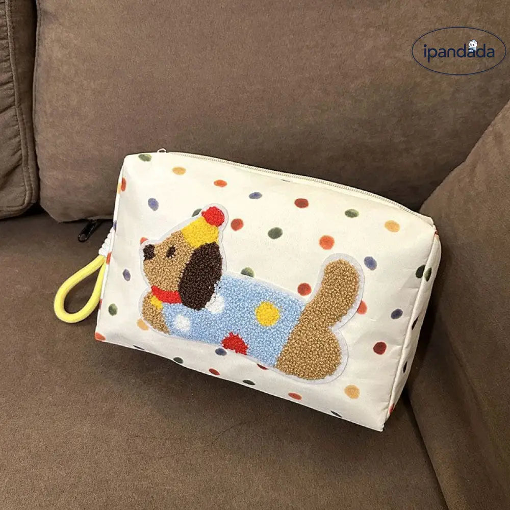 ID1421 レディース 新作 メイクポーチ 大容量 旅行用 わんちゃん プリント 防水素材 スキンケア収納 化粧品整理 機内持ち込み おしゃれ 軽量 コンパクト設計 ギフト対応 写真通り / フリー インテリア雑貨＞ファッション雑貨