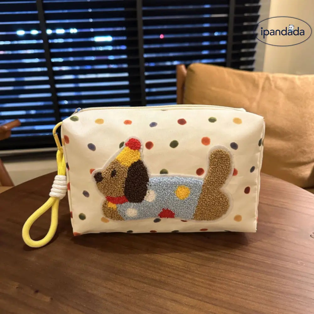 ID1421 レディース 新作 メイクポーチ 大容量 旅行用 わんちゃん プリント 防水素材 スキンケア収納 化粧品整理 機内持ち込み おしゃれ 軽量 コンパクト設計 ギフト対応