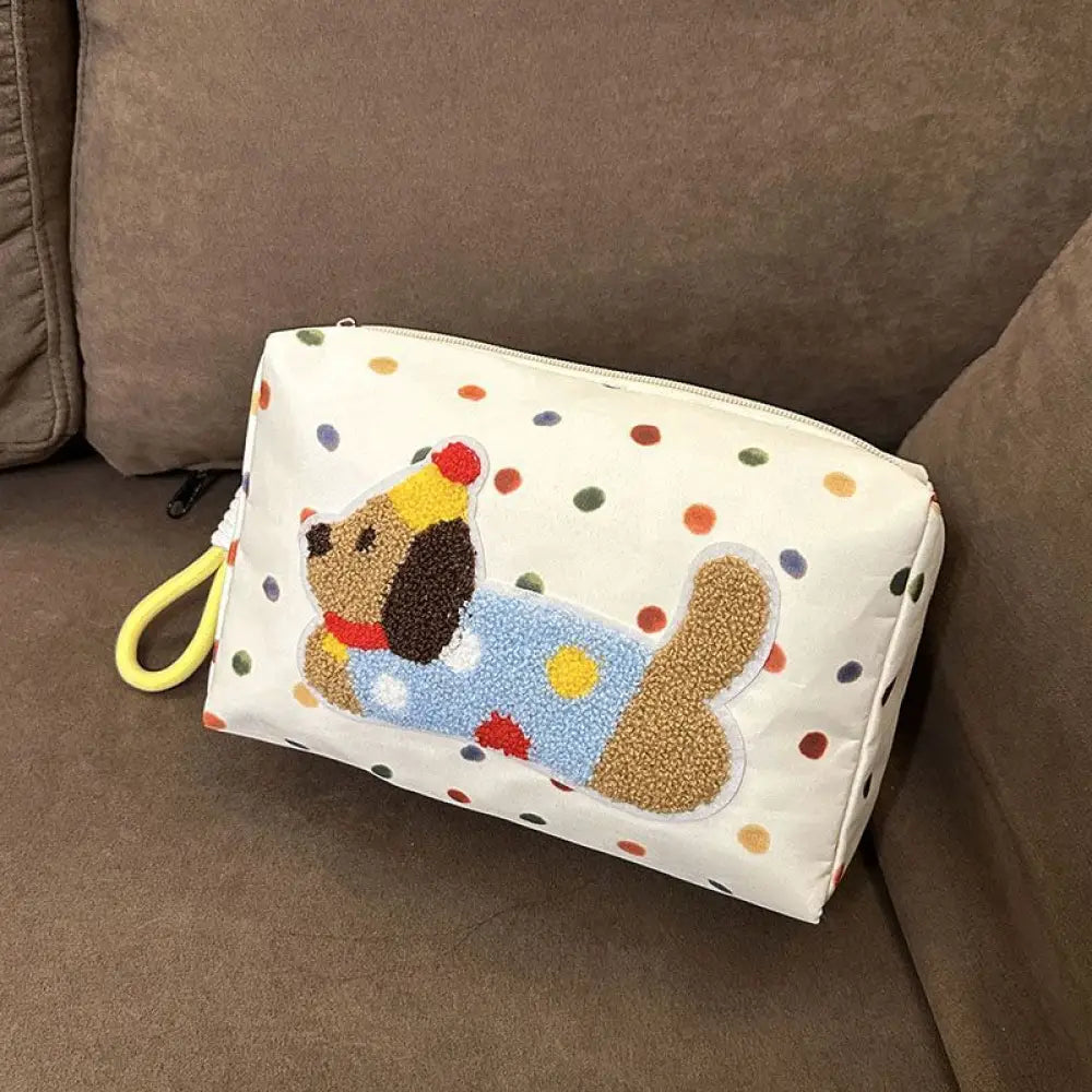 ID1421 レディース 新作 メイクポーチ 大容量 旅行用 わんちゃん プリント 防水素材 スキンケア収納 化粧品整理 機内持ち込み おしゃれ 軽量 コンパクト設計 ギフト対応