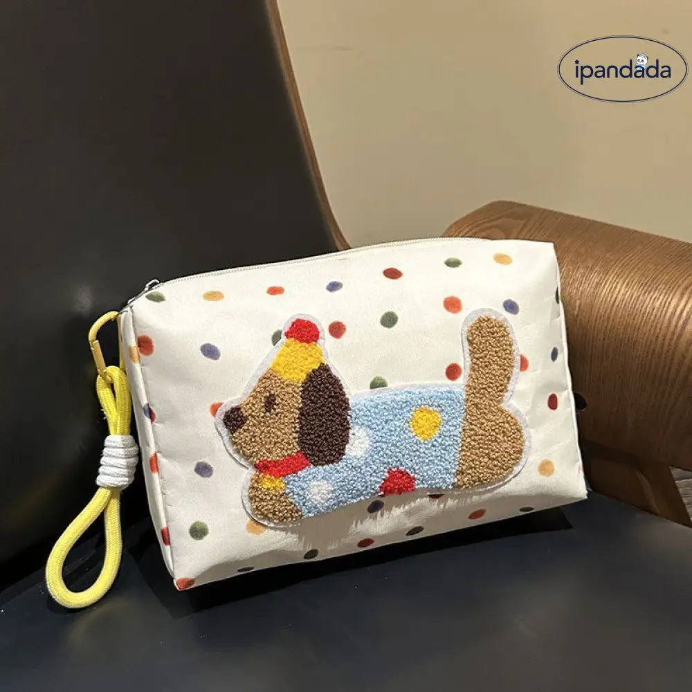 ID1421 レディース 新作 メイクポーチ 大容量 旅行用 わんちゃん プリント 防水素材 スキンケア収納 化粧品整理 機内持ち込み おしゃれ 軽量 コンパクト設計 ギフト対応